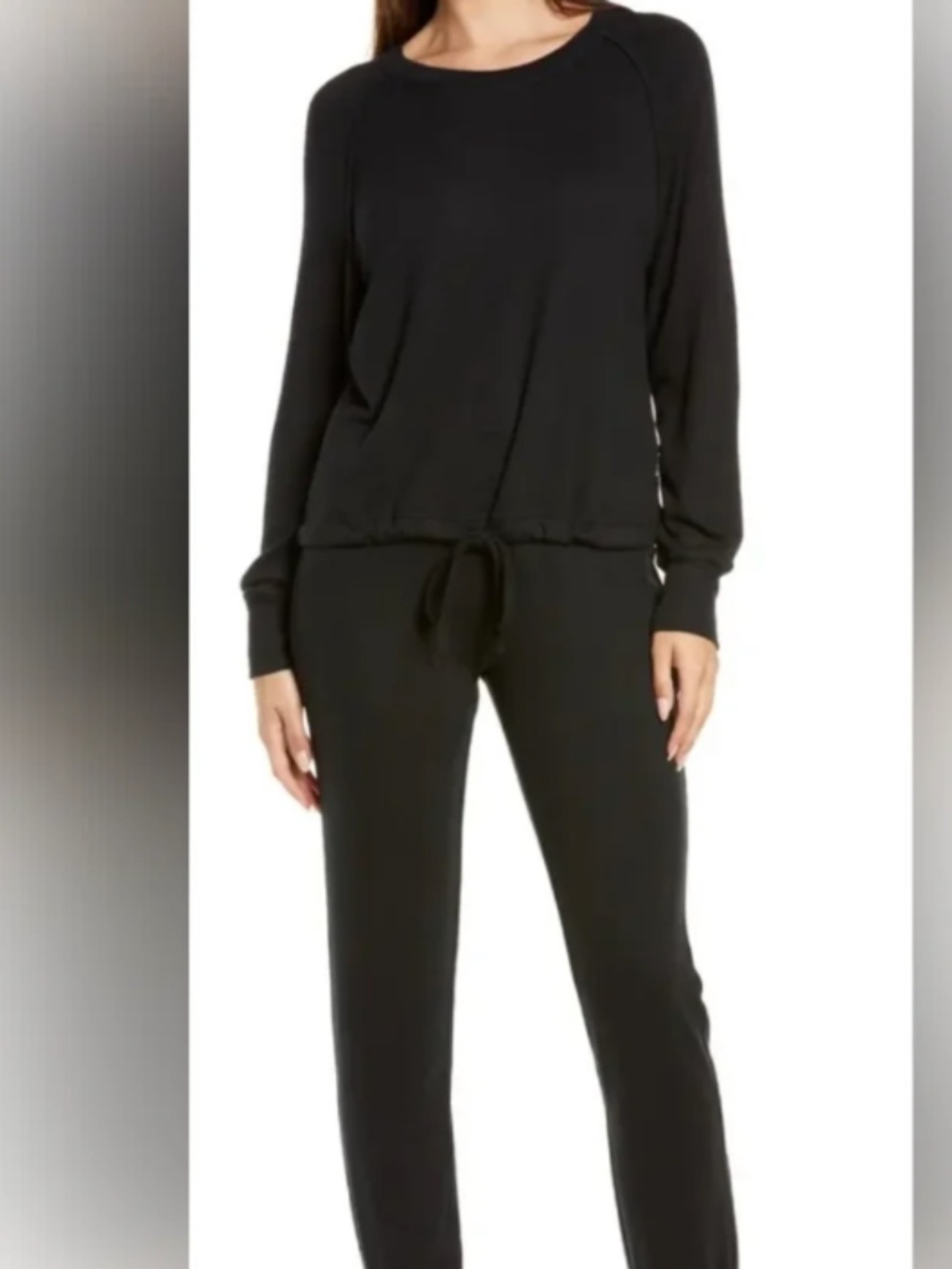 UGG Gable Brushed Drawstring Pullover & Joggers Lounge Set In Black